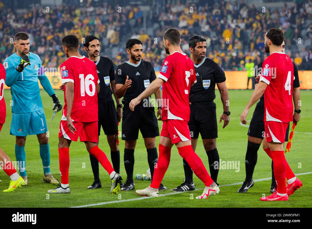 Sydney, Australia. 21st Mar, 2024. Australian and Lebanese Players and