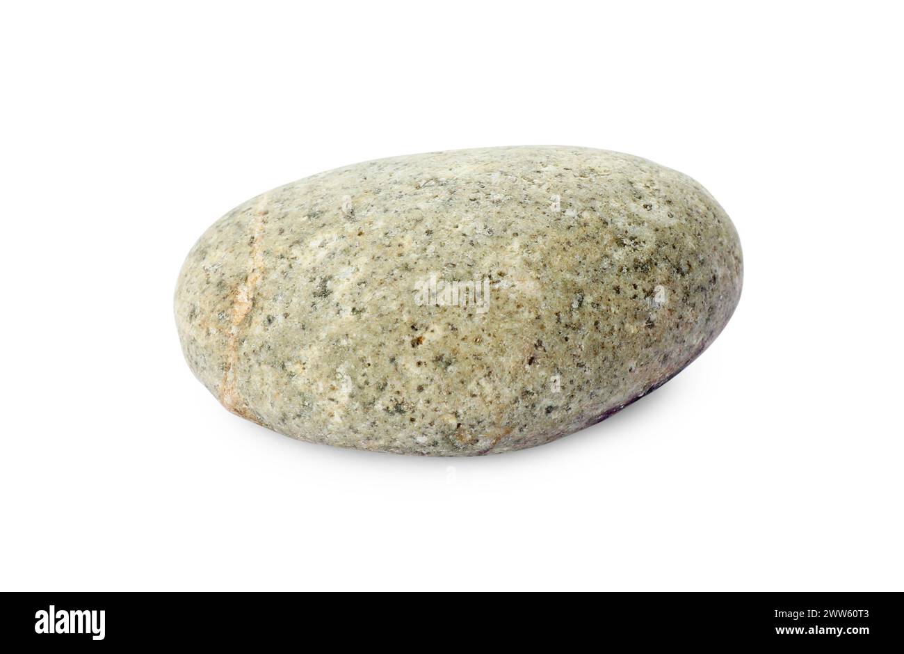 One light stone isolated on white. Sea pebble Stock Photo