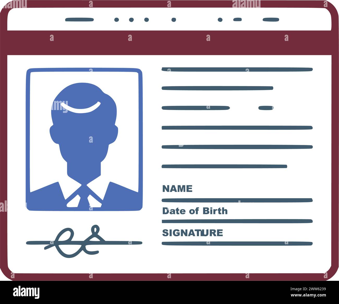 Identification card with Profile icon. National Id card document with