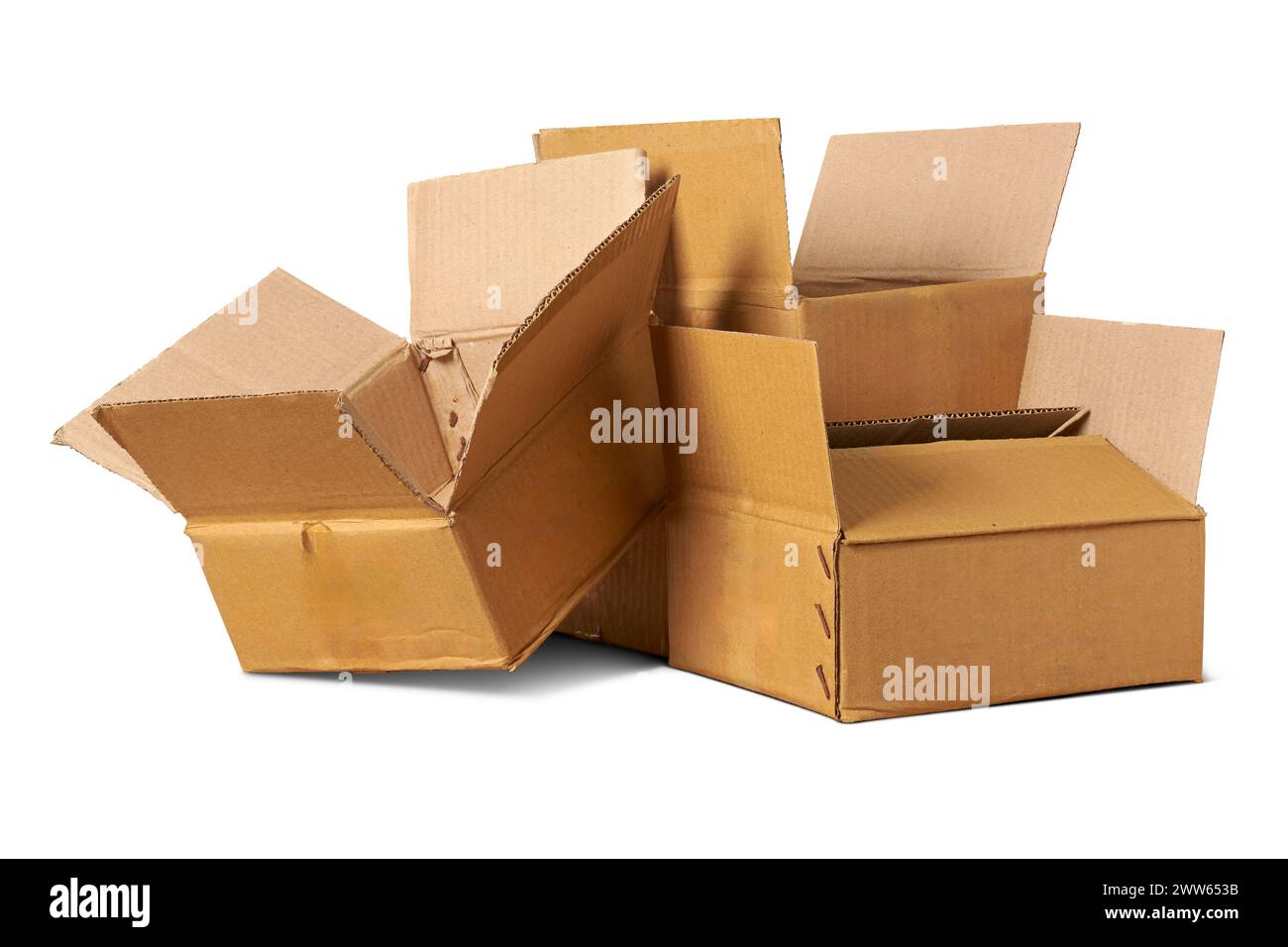 blank corrugated cardboard boxes used in packaging for shipping, storing and protecting, eco-friendly recyclable, biodegradable sustainable choice Stock Photo