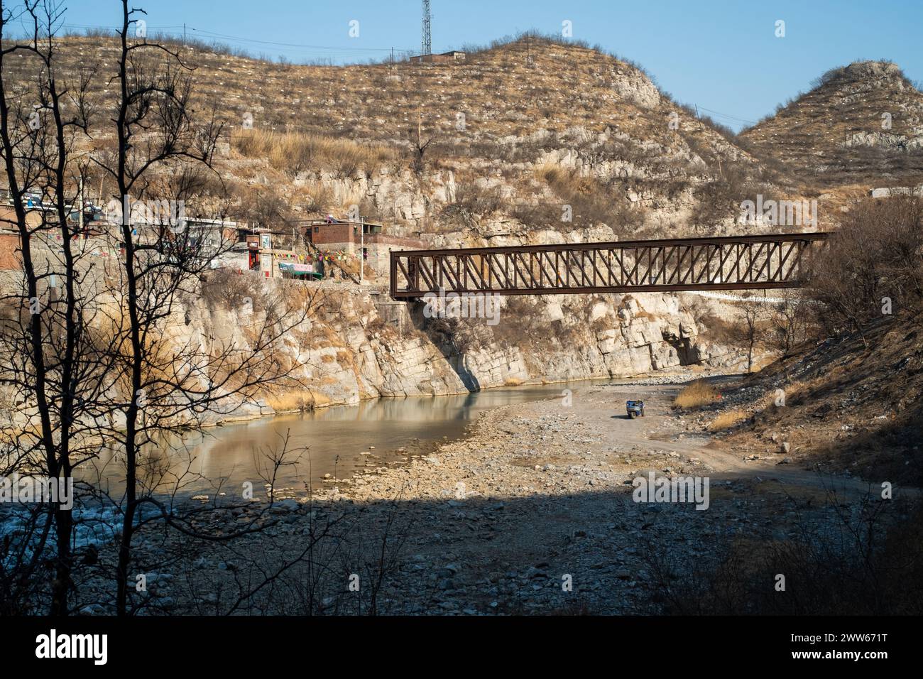 The iron bridge located in Faluling Village, Jingxing County, Shijiazhuang City, Hebei Province was built by France's Daydé & Pillé in 1906. It is sti Stock Photo