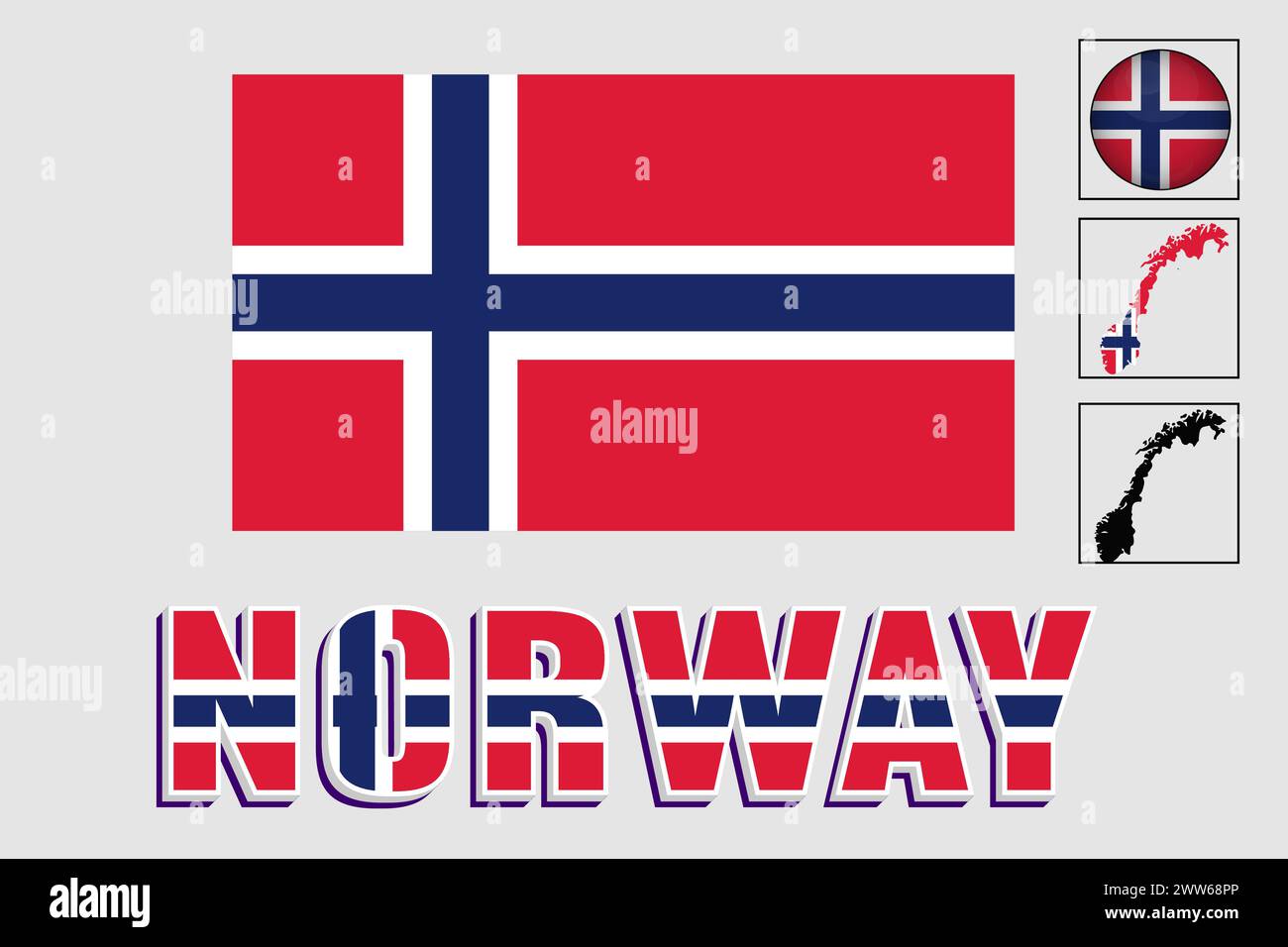 Norway flag and map in a vector graphic Stock Vector