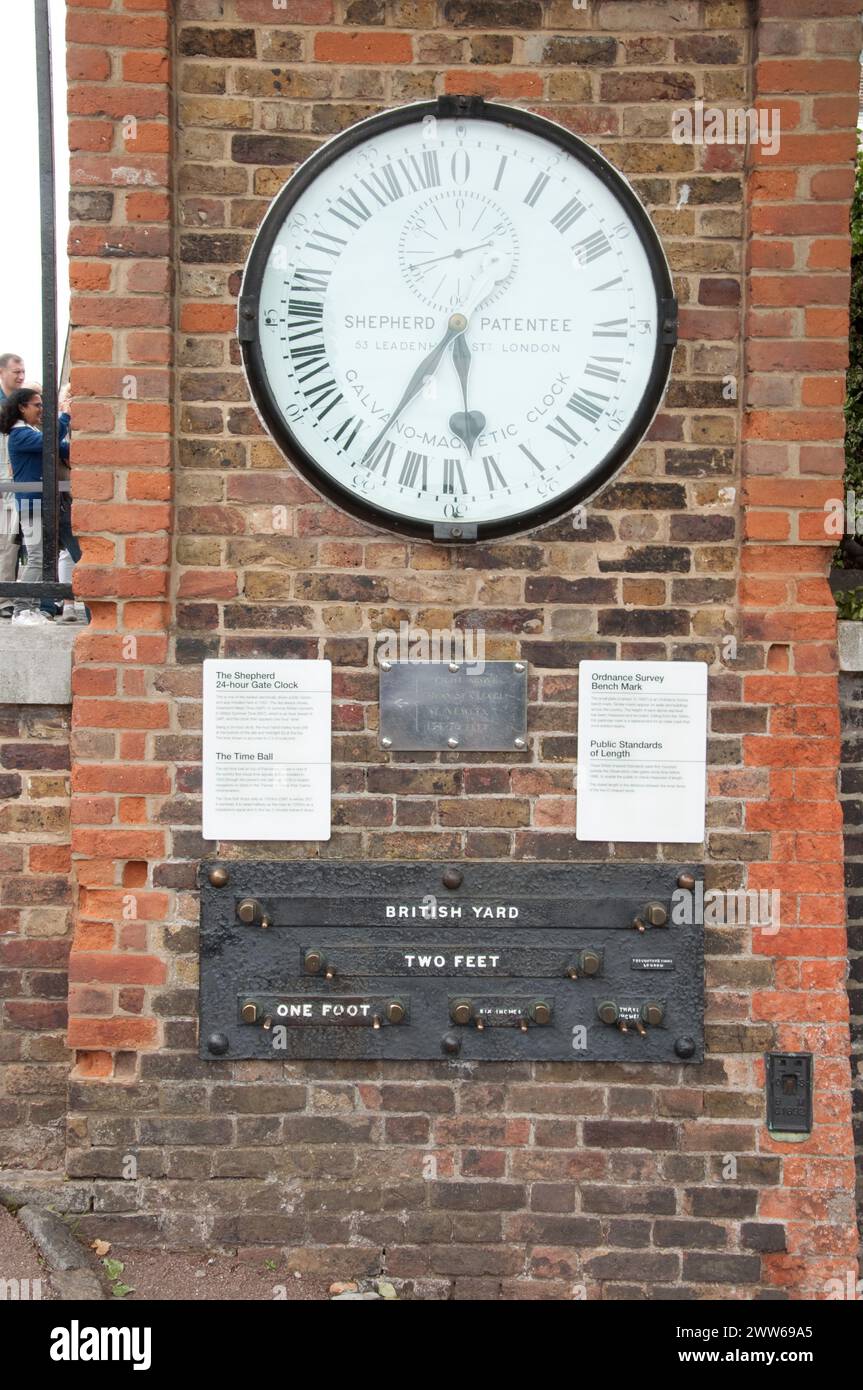 Shepherd Clock and Standards, Royal Observatory,  Greenwich, South London, UK Stock Photo