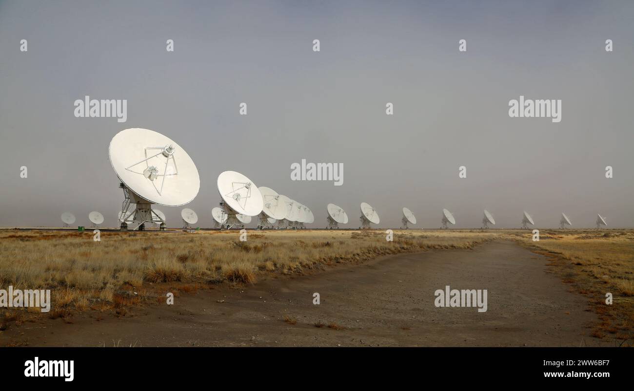 Large array of antennas - Very Large Array, New Mexico Stock Photo