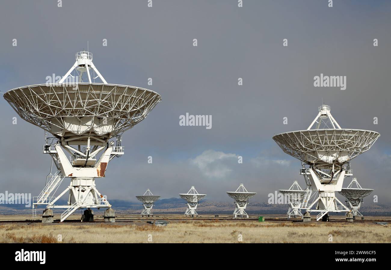 Antenna dishes - Very Large Array, New Mexico Stock Photo