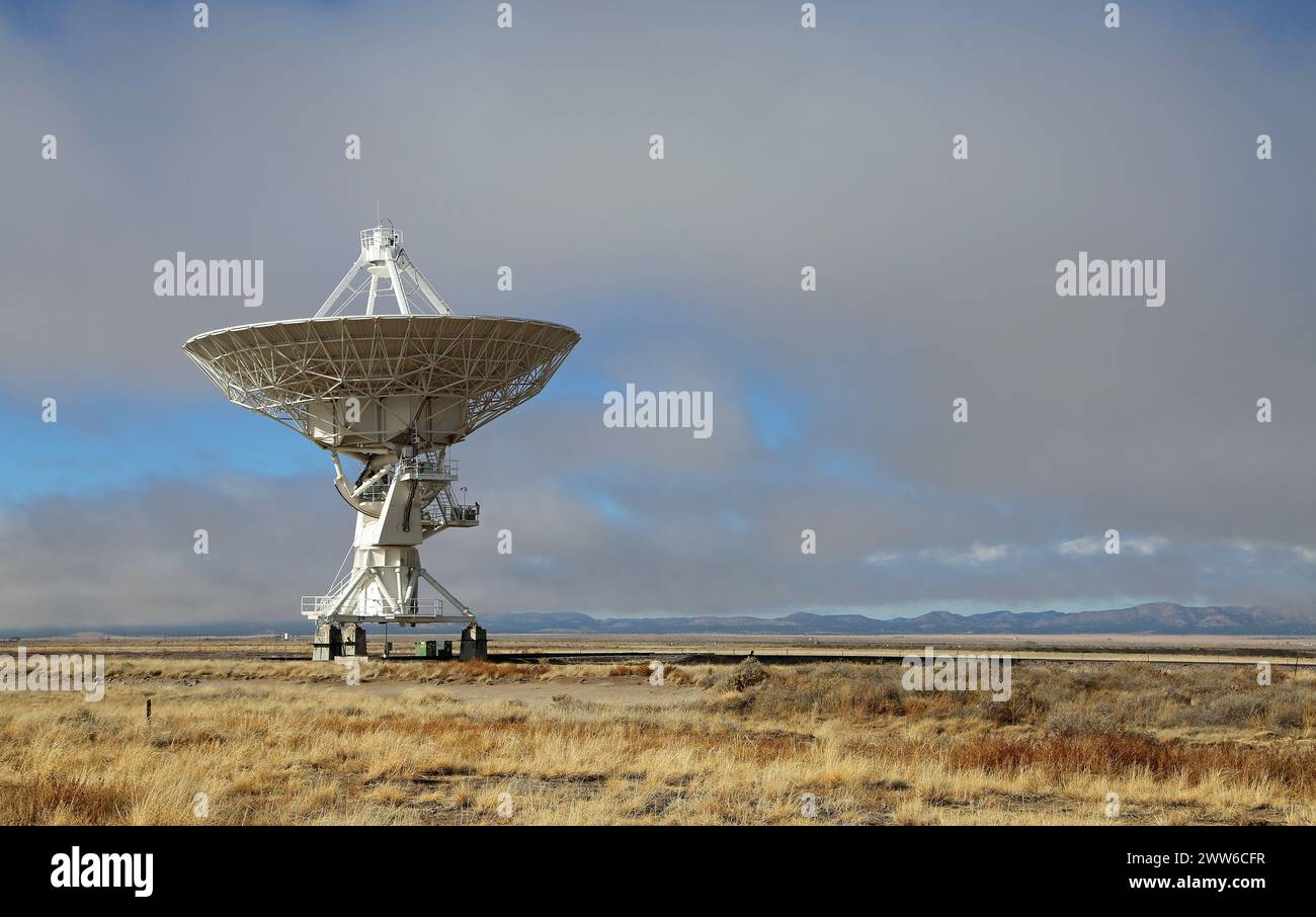 Landscape with radio telescope - Very Large Array, New Mexico Stock Photo