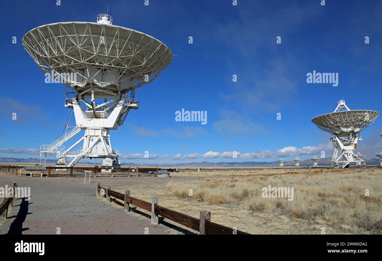Trail to Very Large Array, New Mexico Stock Photo