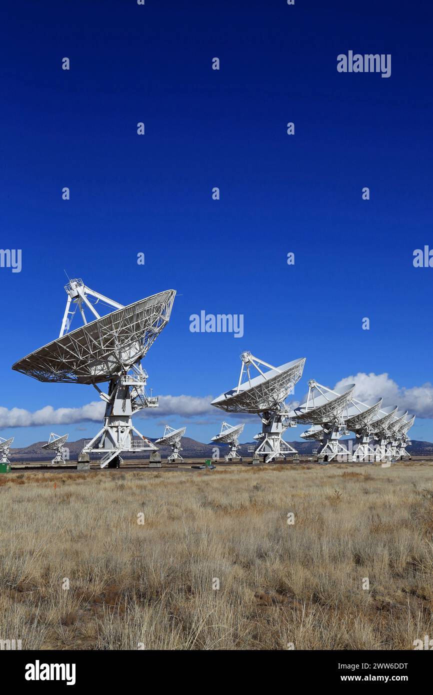 Idyllic scene with antennas vertical - Very Large Array, New Mexico Stock Photo
