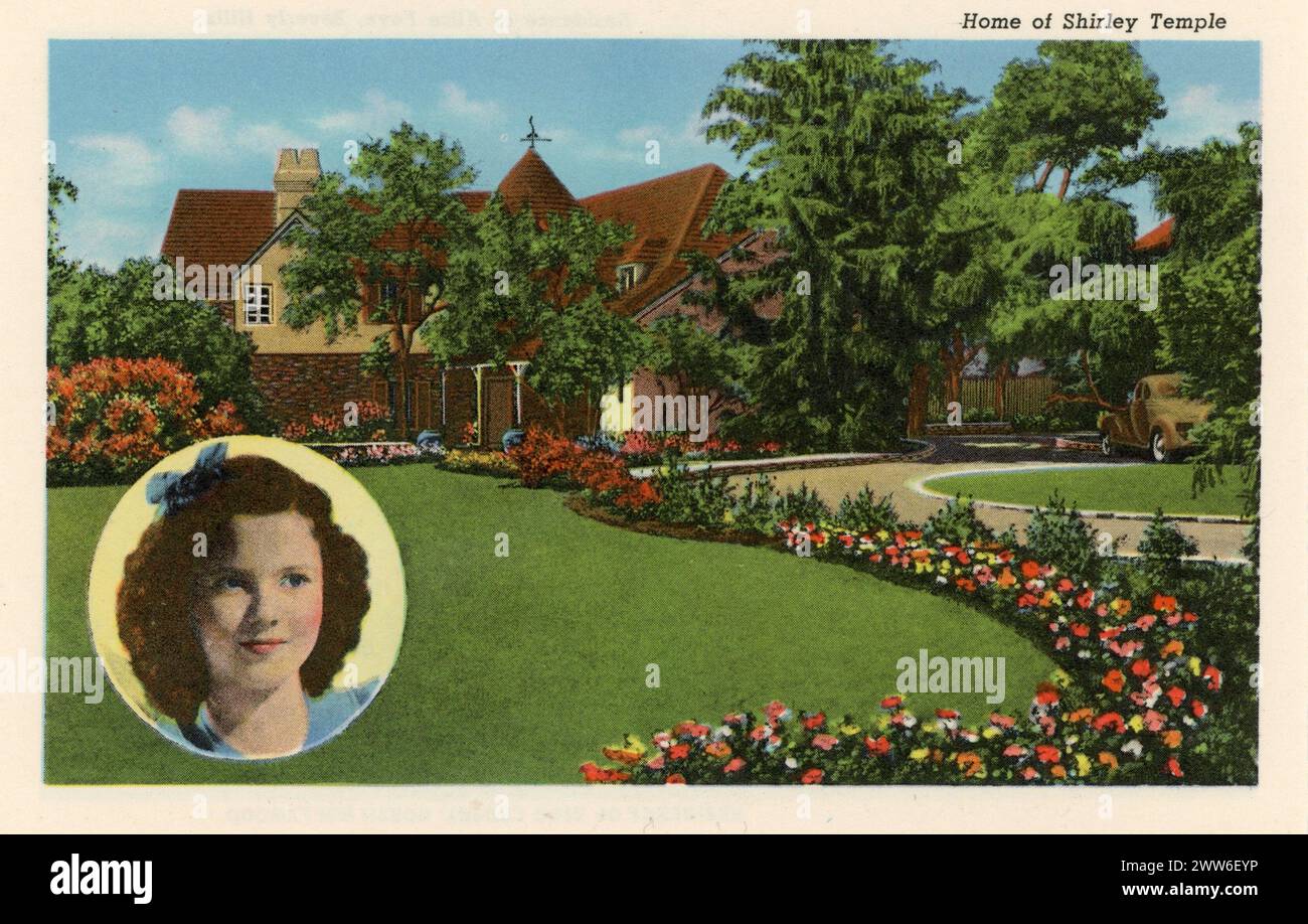 HOME OF SHIRLEY TEMPLE postcard from Homes of the Movie Stars postcard