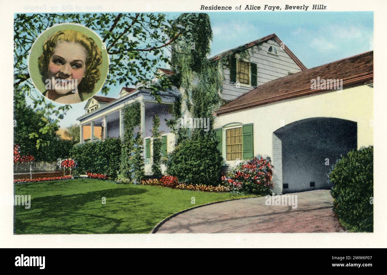 RESIDENCE OF ALICE FAYE, BEVERLY HILLS postcard from Homes of the Movie