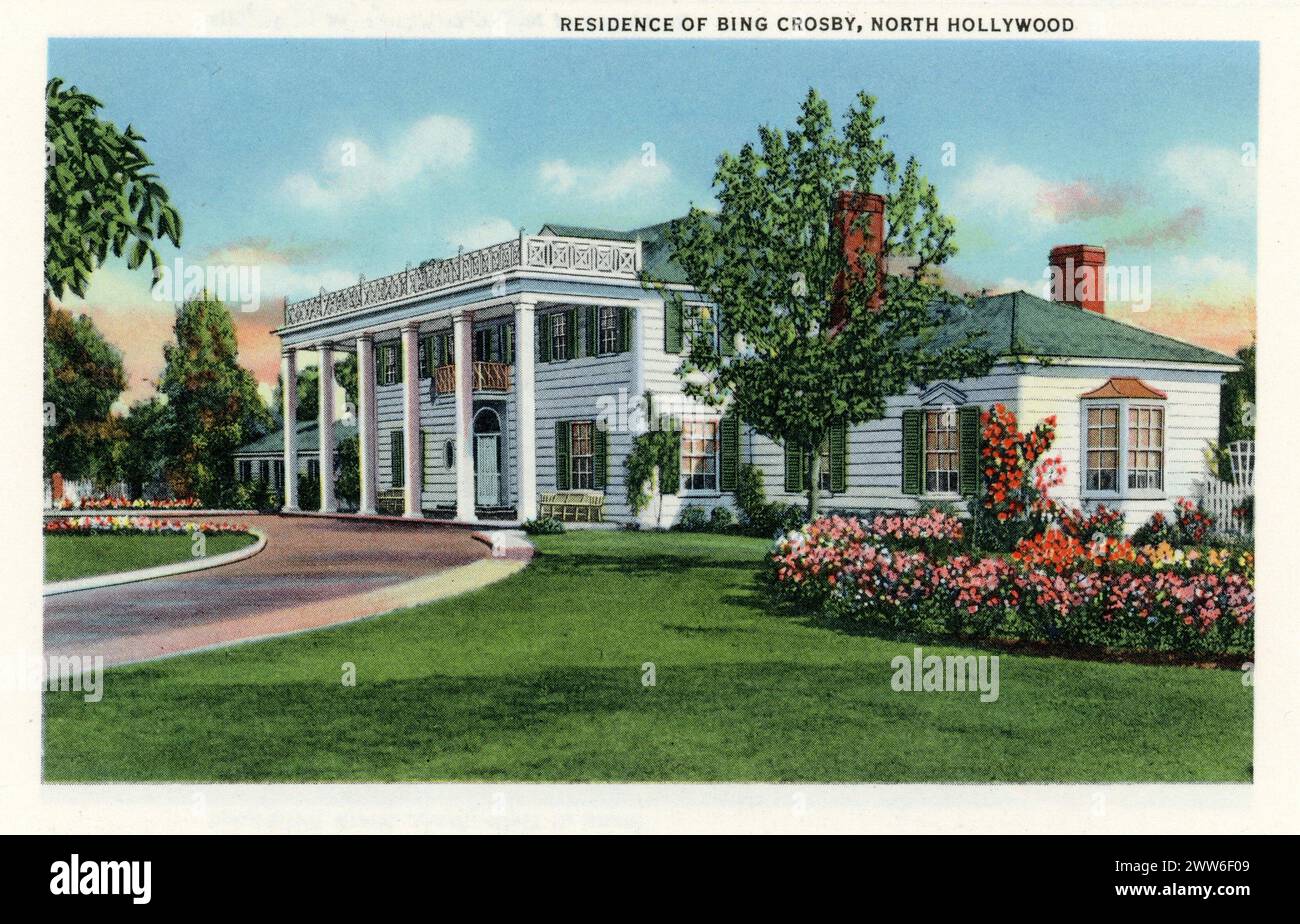 RESIDENCE OF BING CROSBY, NORTH HOLLYWOOD postcard from Homes of the