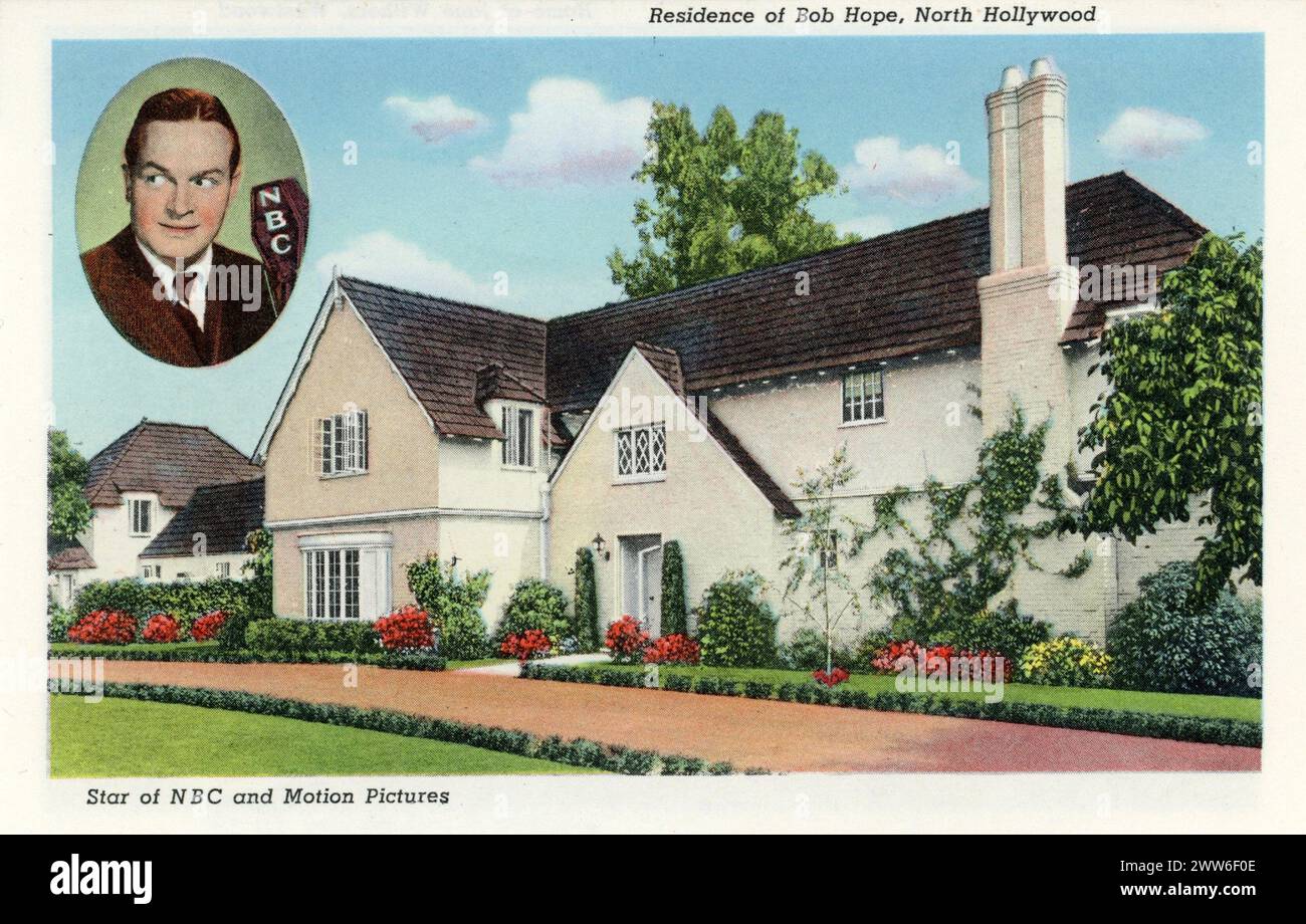 RESIDENCE OF BOB HOPE, NORTH HOLLYWOOD postcard from Homes of the Movie