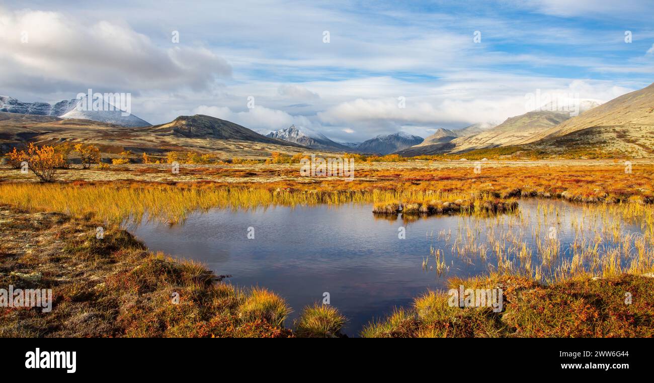 Mid-september morning in Rondane National Park, Norway. Stock Photo