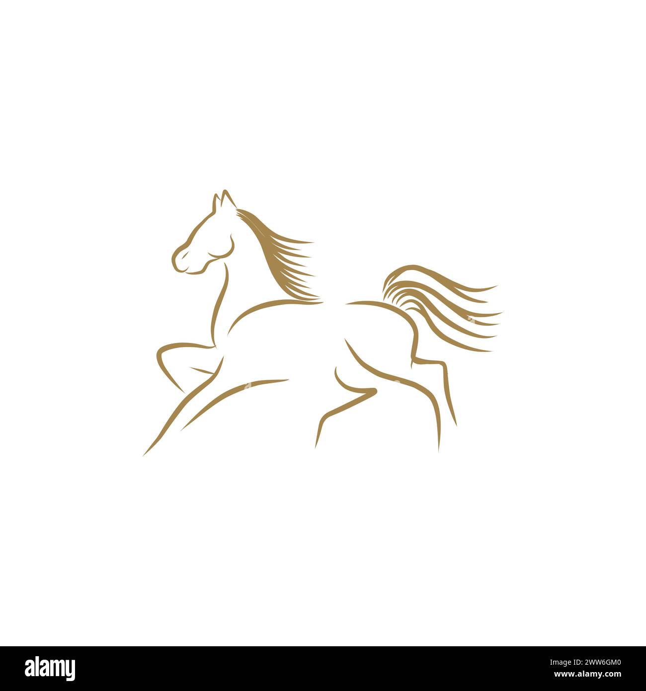 Horse line art logo design template vector image. Running horse line art outline logo vector icon template Stock Vector