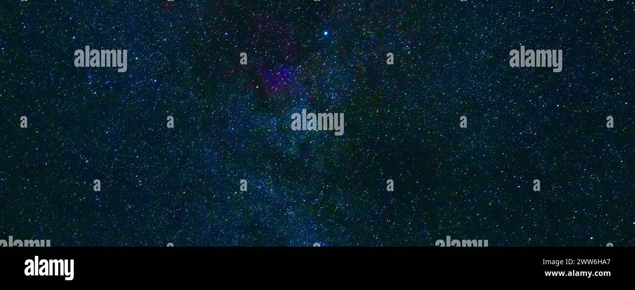 Panorama of the starry sky at night with stars and the Milky Way with ...
