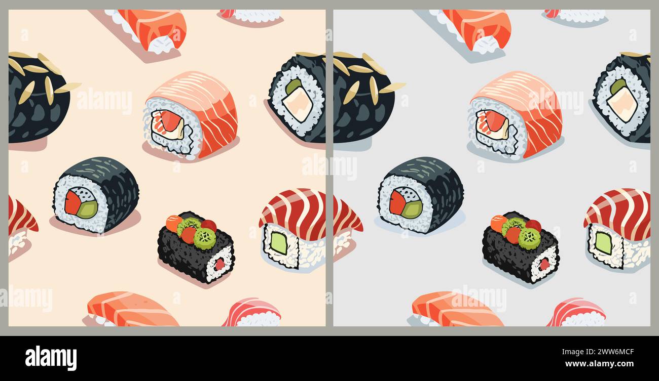 Seamless pattern with Sushi, asian food vector Stock Vector Image & Art ...