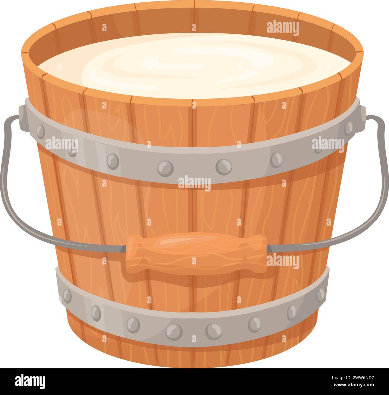 Wooden Bucket Full Water Isolated On White Vector Ima vrogue.co