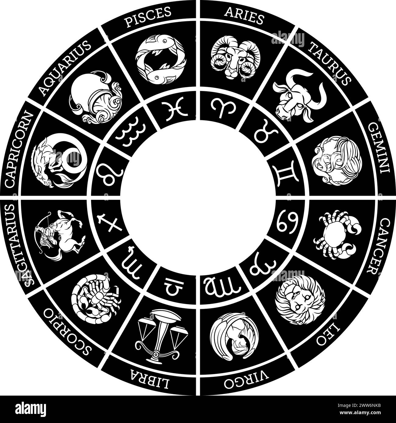 Star signs horoscope zodiac astrology icon set Stock Vector