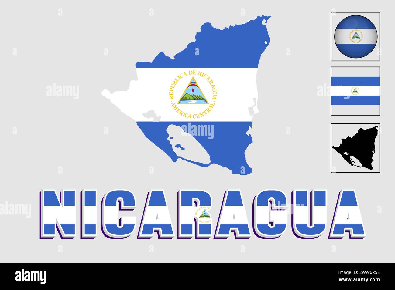 Nicaragua flag and map in a vector graphic Stock Vector