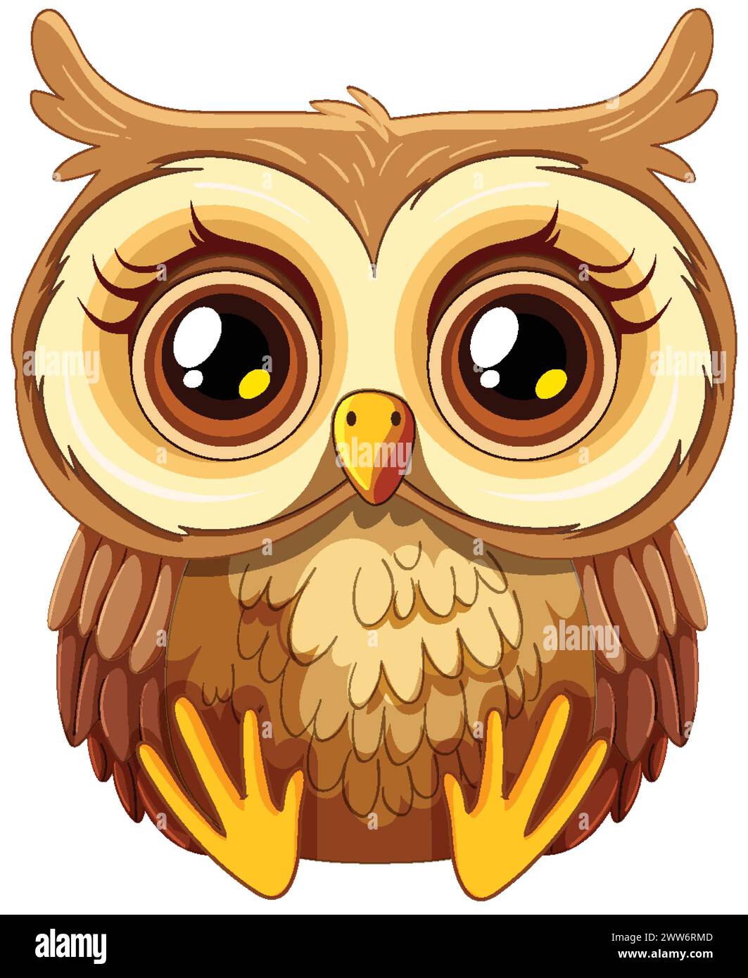 Adorable, wide-eyed owl with vibrant colors Stock Vector