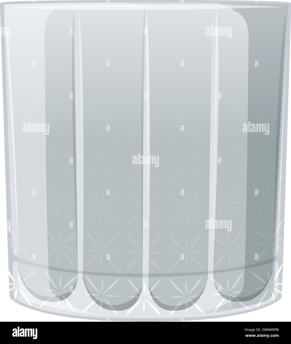 Vector of a clear, empty glass tumbler with patterns Stock Vector