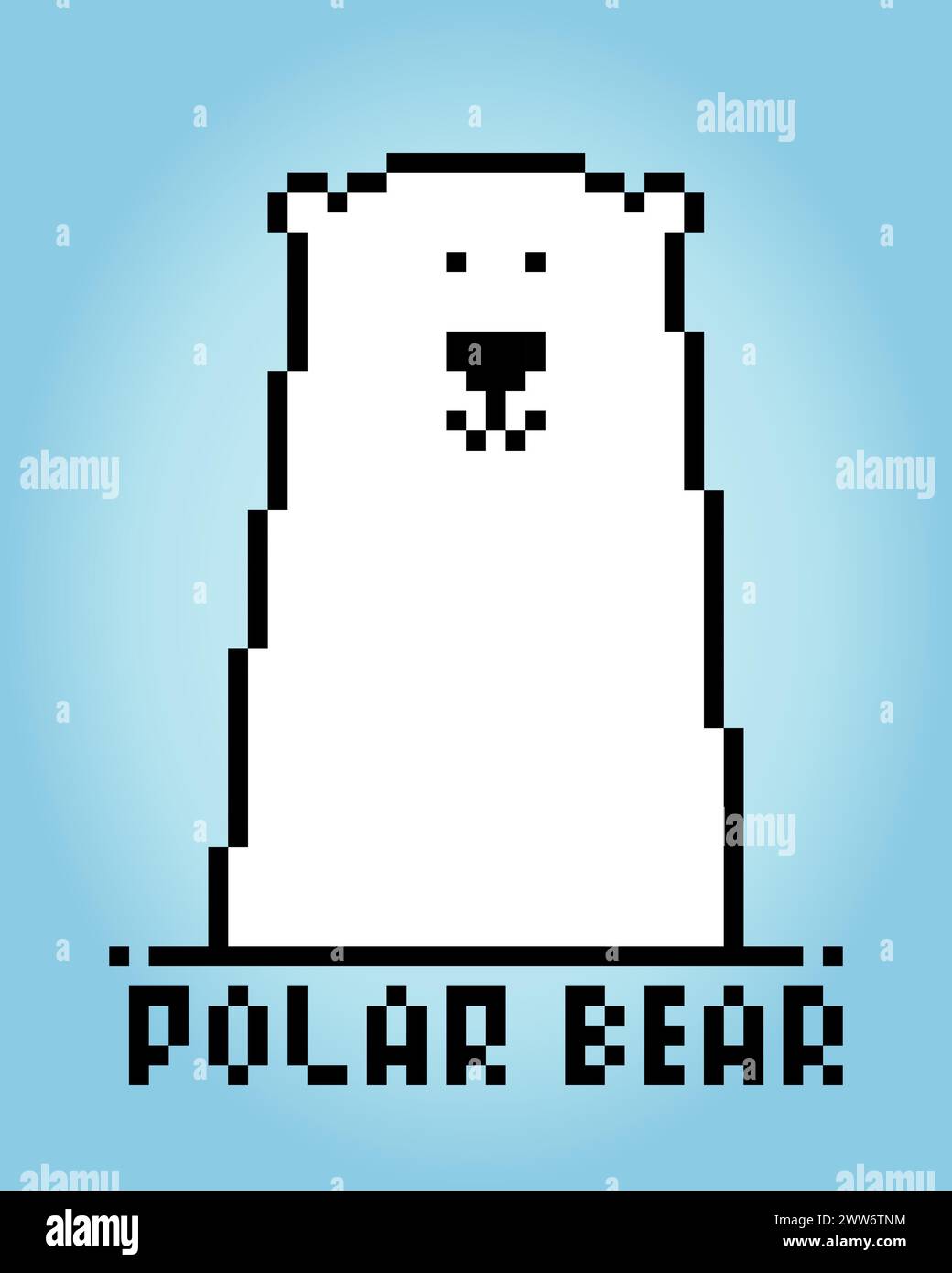 Pixel 8 bit polar bear. Animal game assets in vector illustration. bathtub Stock Vector