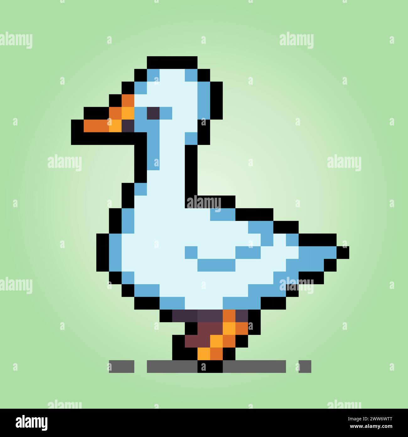 8 bit pixels of seagull. Animal for asset games and Cross Stitch patterns in vector illustrations. Stock Vector