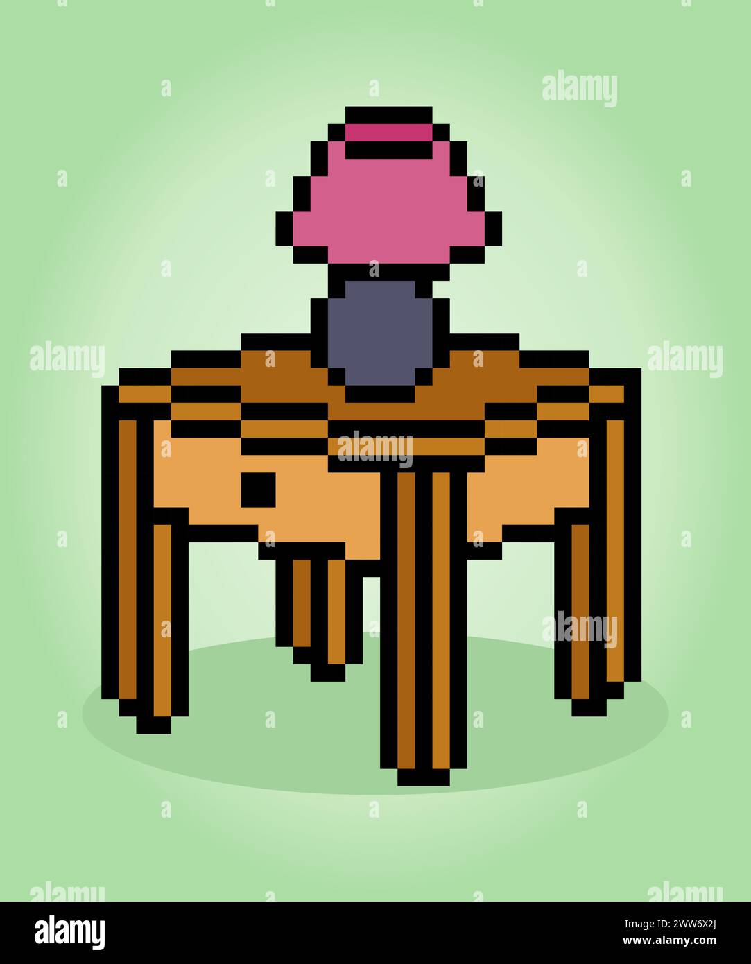 8 bit pixel wooden desk in vector illustration for game assets Stock ...