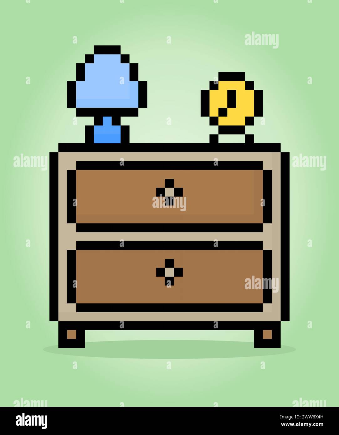 8 bit pixel wooden desk in vector illustration for game assets Stock ...