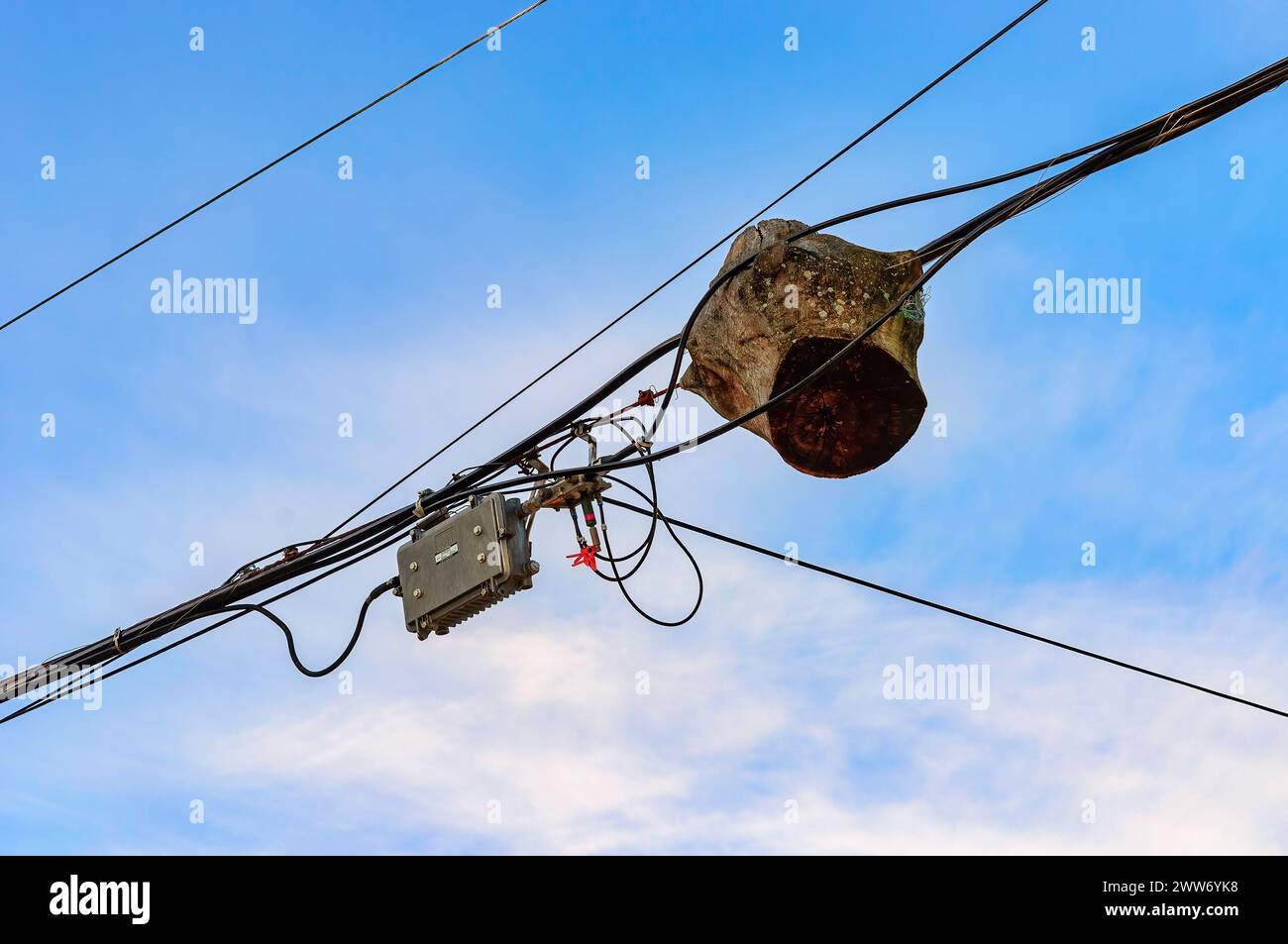 Protection of electric and communication cables or wires, Toronto, Canada Stock Photo