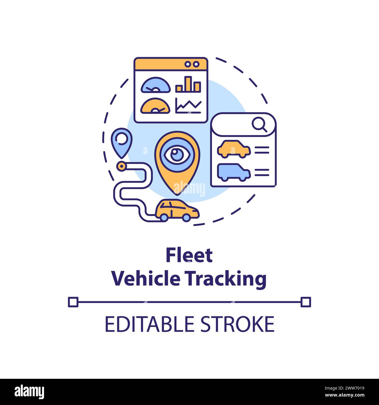 Fleet vehicle tracking multi color concept icon Stock Vector Image ...