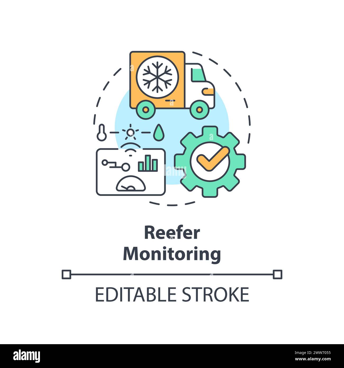 Reefer monitoring multi color concept icon Stock Vector