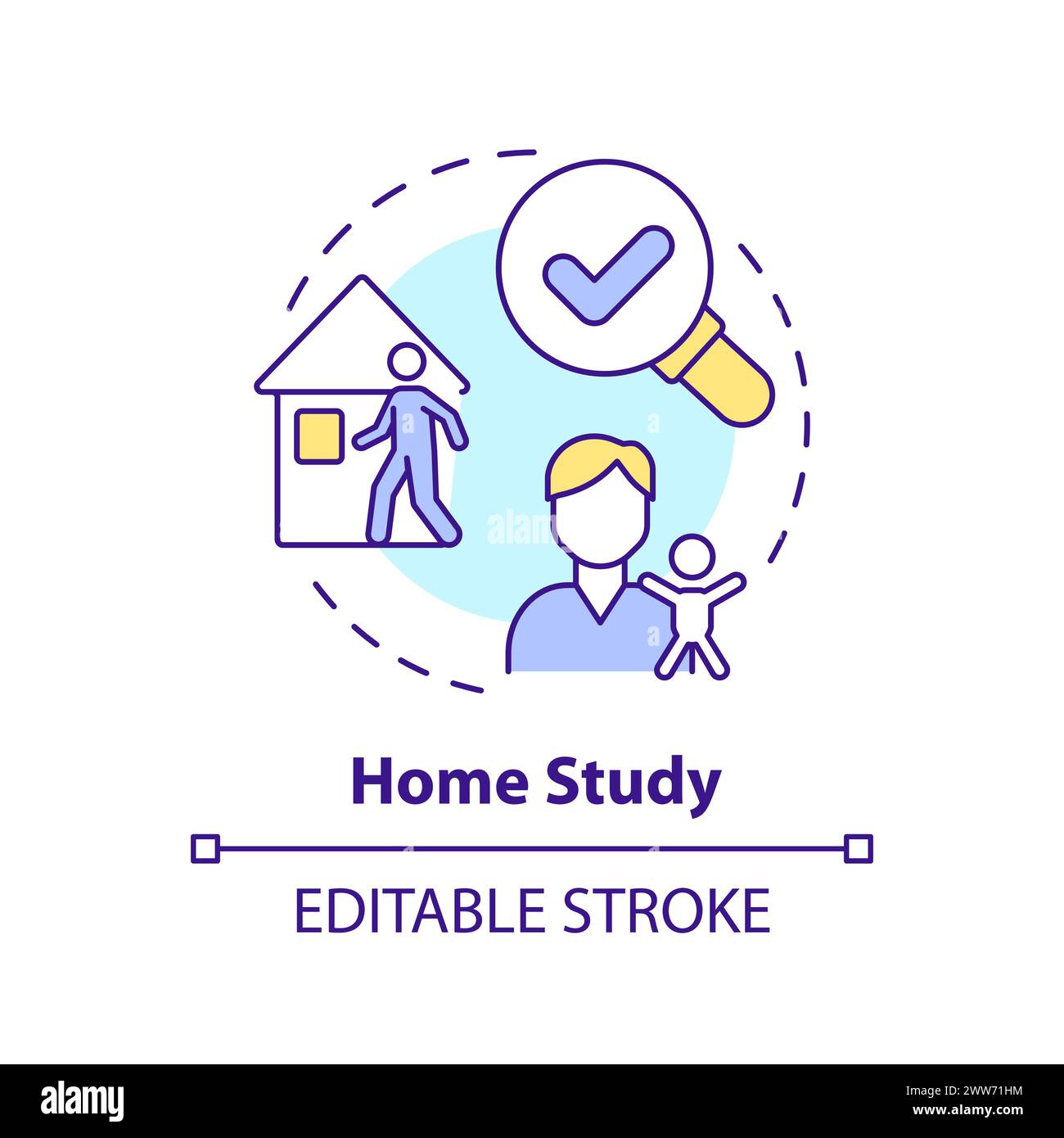 Home study multi color concept icon Stock Vector