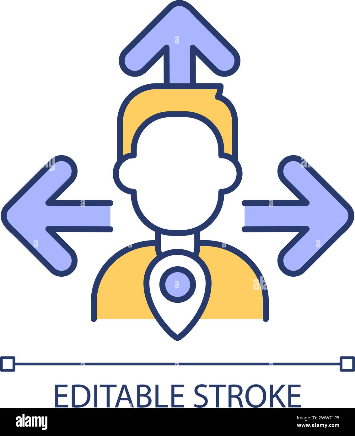 Direction choosing problem RGB color icon Stock Vector