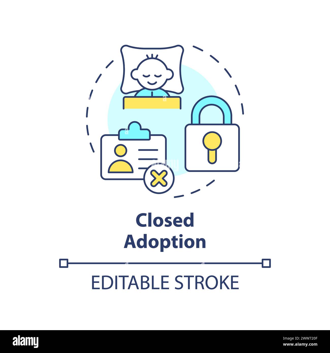 Closed adoption multi color concept icon Stock Vector
