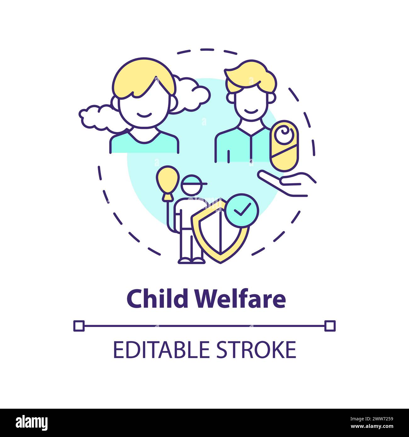 Child welfare multi color concept icon Stock Vector