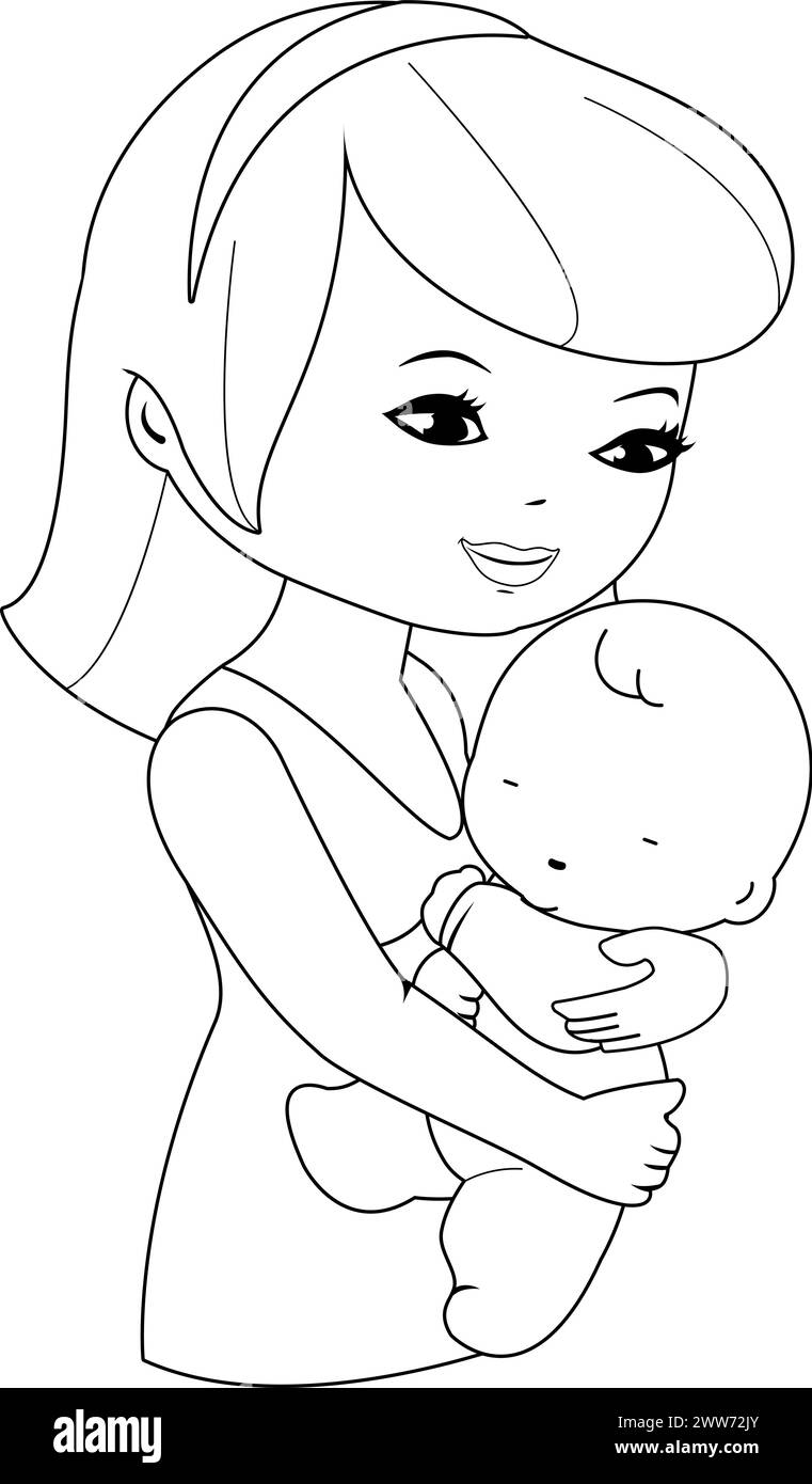 Mother holding her baby. Mommy holding her newborn infant in a hug ...