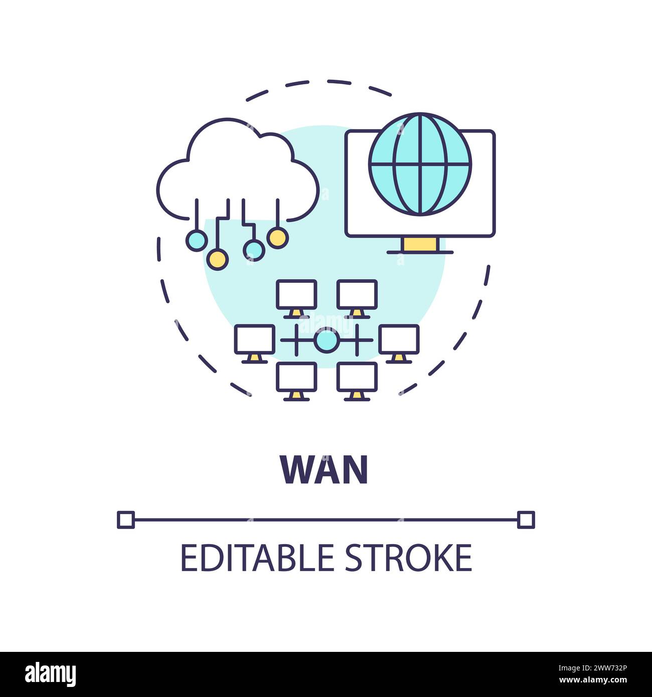 Wan connection type multi color concept icon Stock Vector Image & Art ...