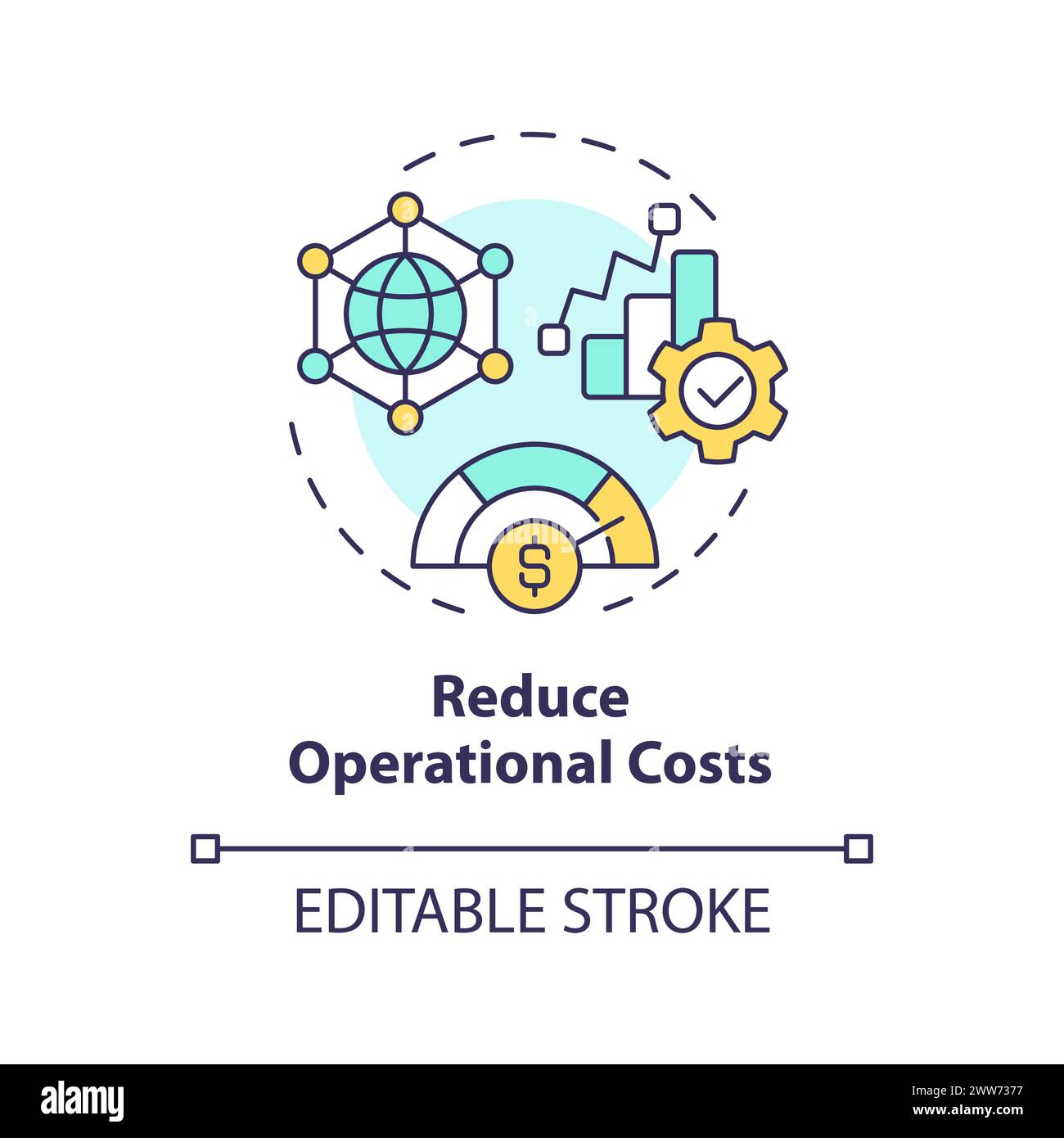 Operational costs reduce multi color concept icon Stock Vector