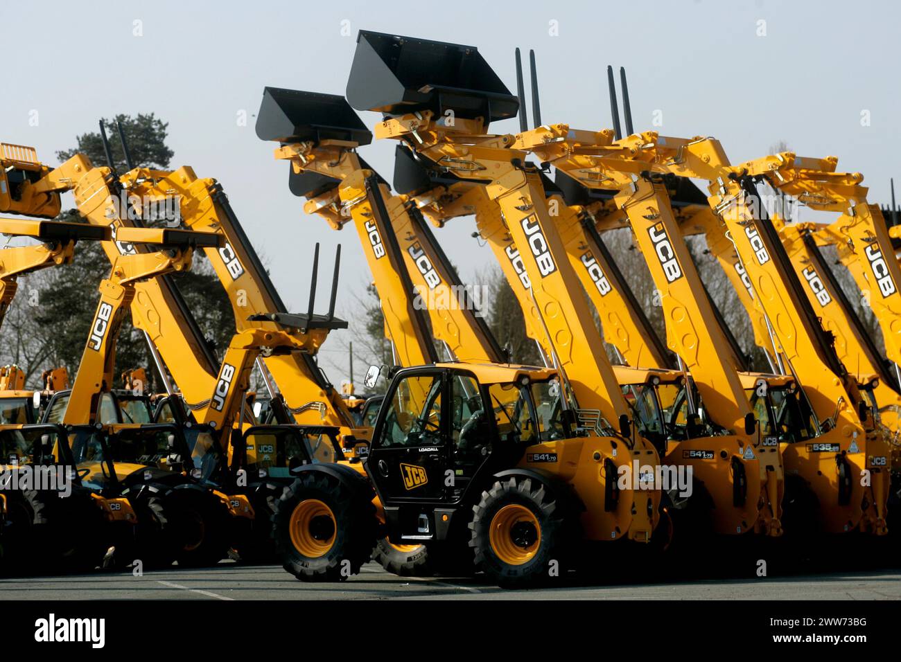 23/03/11 TODAY PHOTO..JCBs at the UK Headquarters, in Rocester, Staffordshire, today...Digger giant JCB has revealed a 48 per cent rise in sales as th Stock Photo