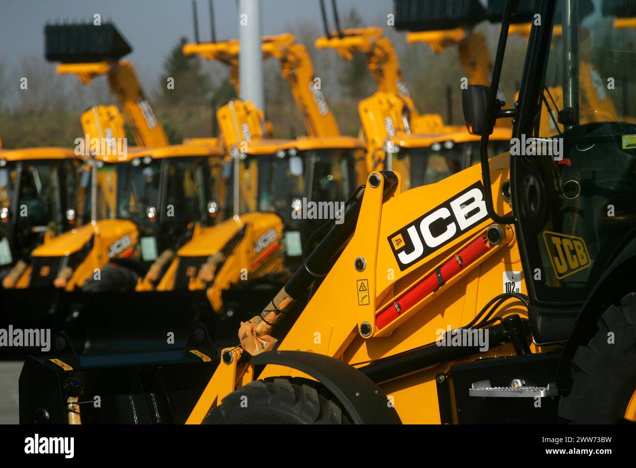 23/03/11 TODAY PHOTO..JCBs at the UK Headquarters, in Rocester, Staffordshire, today...Digger giant JCB has revealed a 48 per cent rise in sales as th Stock Photo