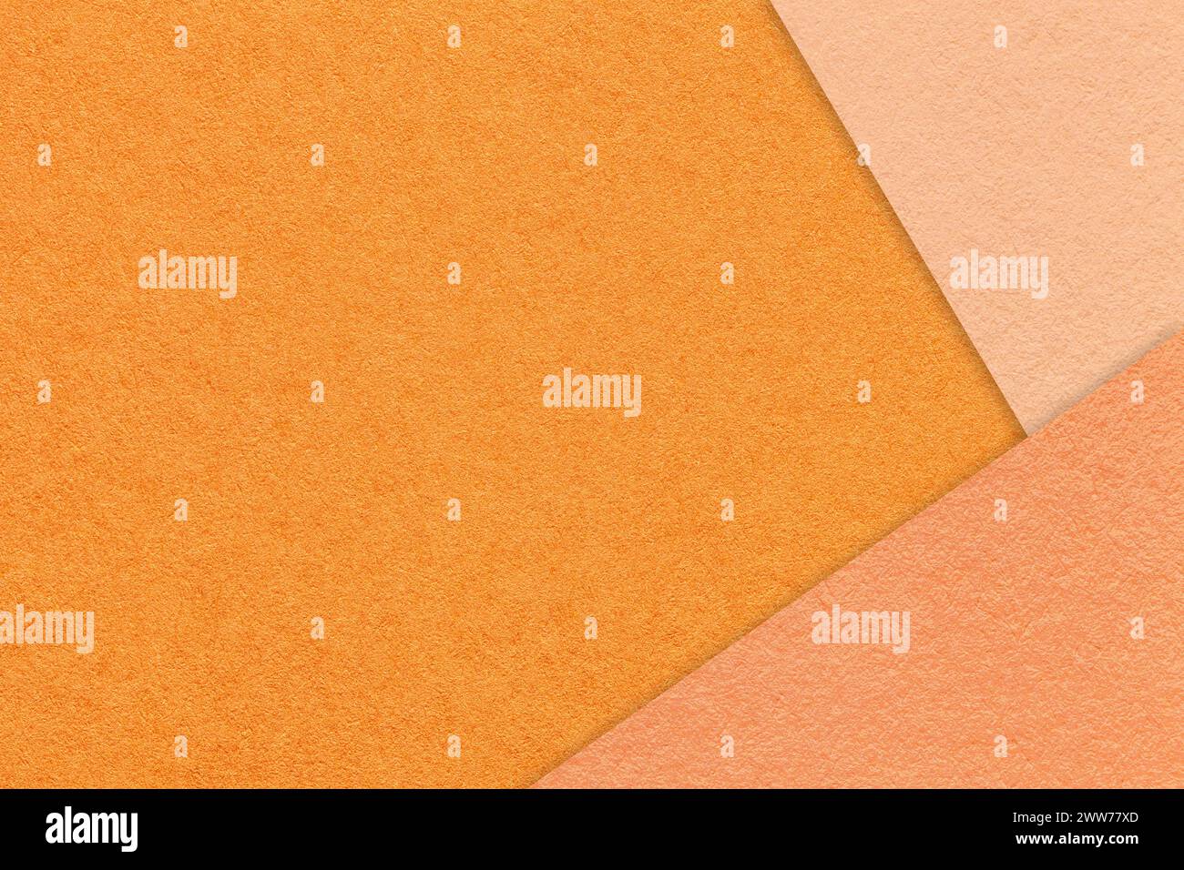 Texture of craft orange color paper background with coral and peach fuzz border. Vintage abstract cardboard. Presentation template and mockup with cop Stock Photo