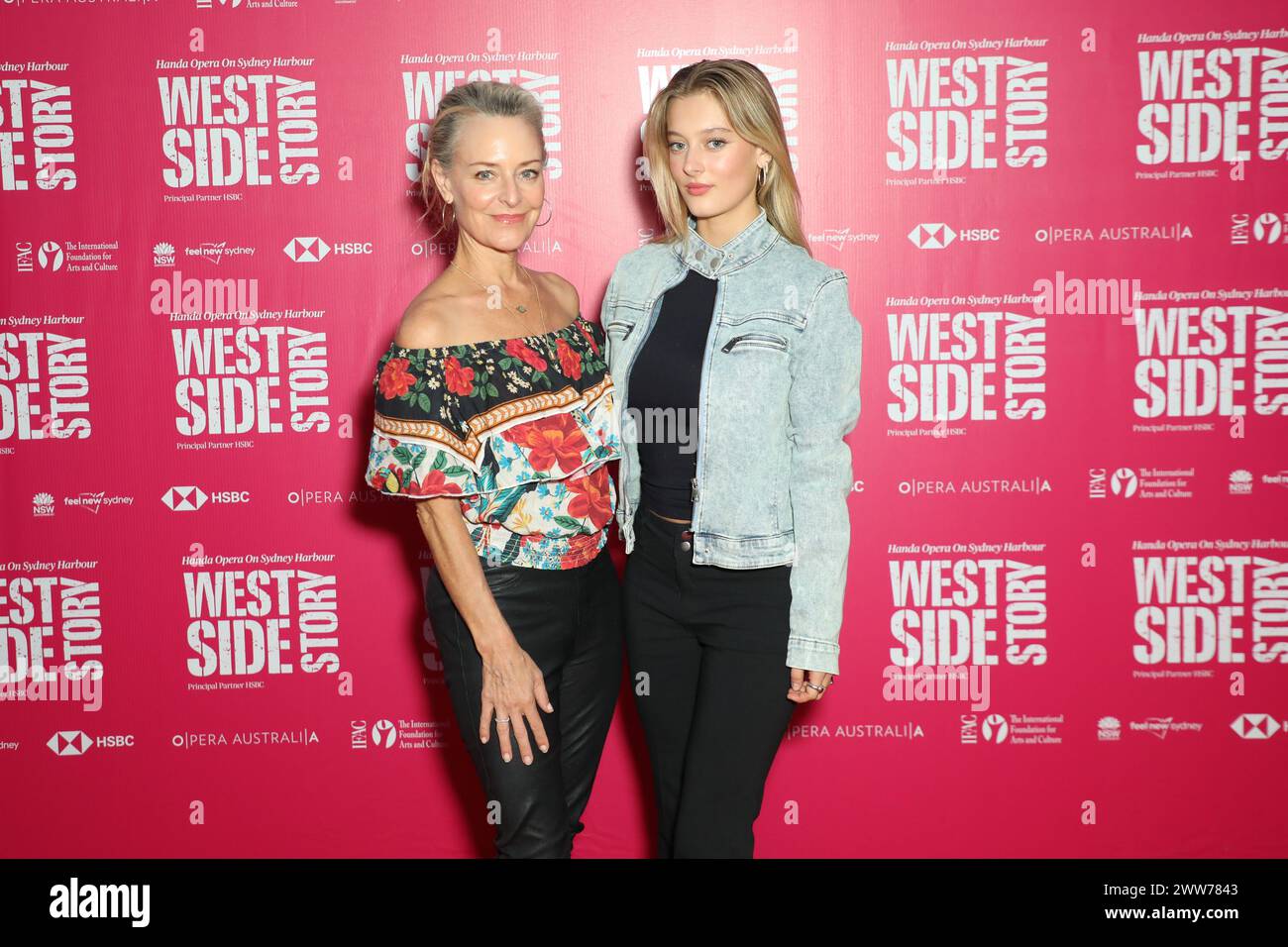 Sydney, Australia. 22nd March 2024. West Side Story on Sydney Harbour red carpet opening night held at First Fleet Steps, Mrs Macquaries Point, Sydney. Pictured: Rachael Beck and Tahlula Stenlake. Credit: Richard Milnes/Alamy Live News Stock Photo