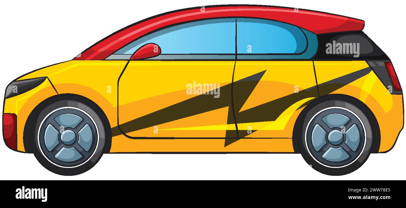 Colorful vector illustration of a modern electric car Stock Vector