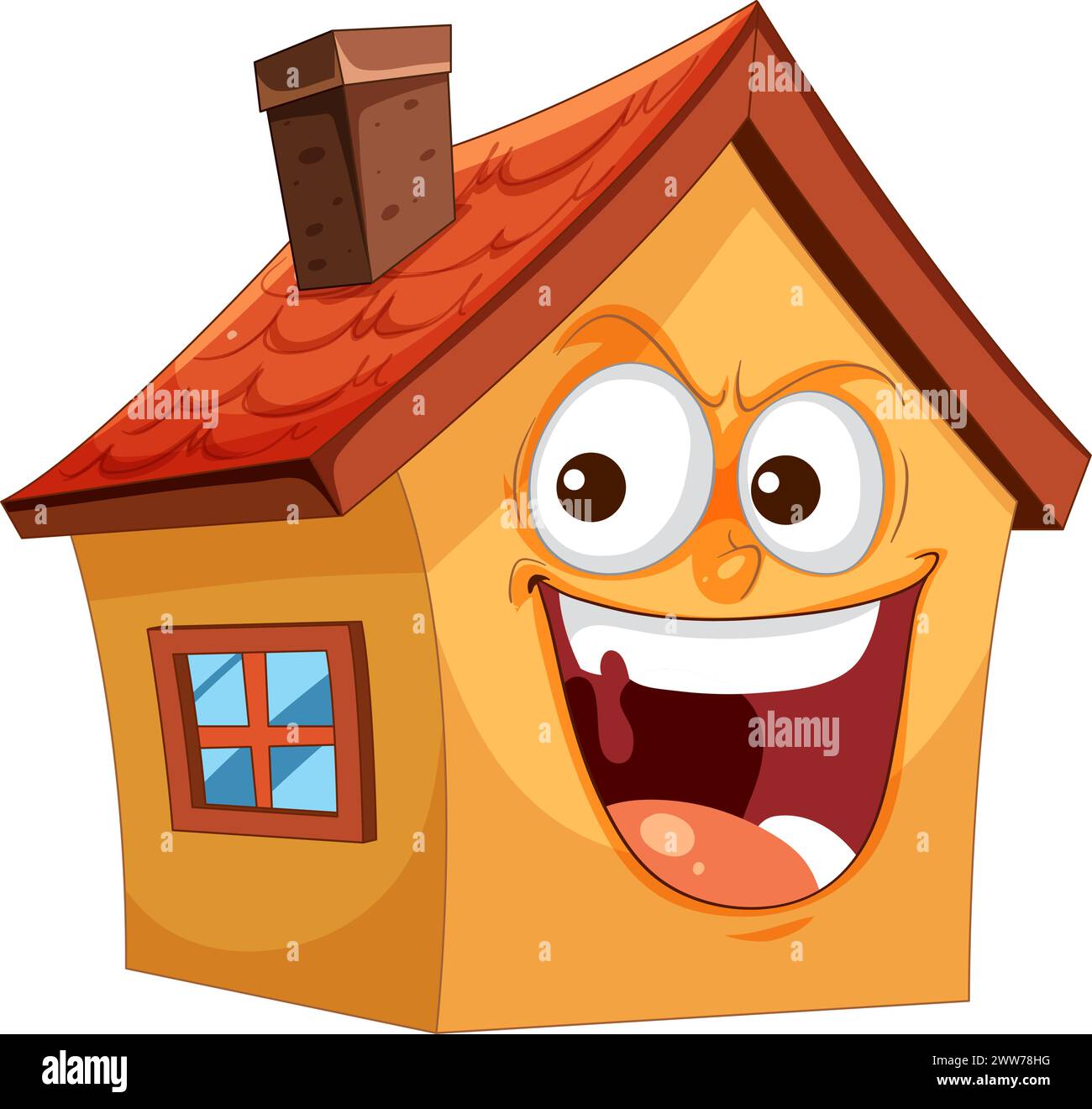Animated house with a cheerful, lively expression Stock Vector Image ...