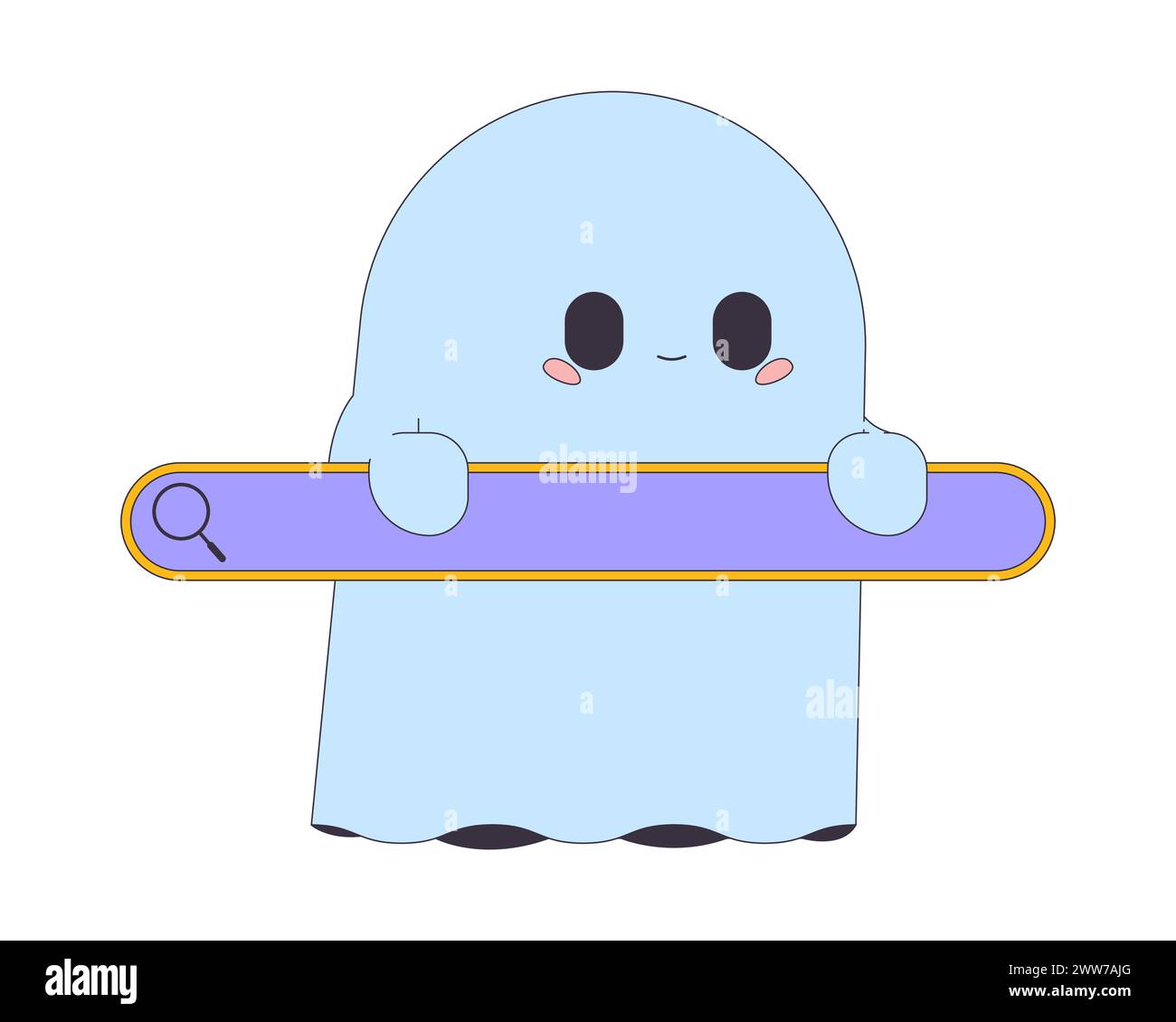 Web search halloween decor 2D linear illustration concept Stock Vector