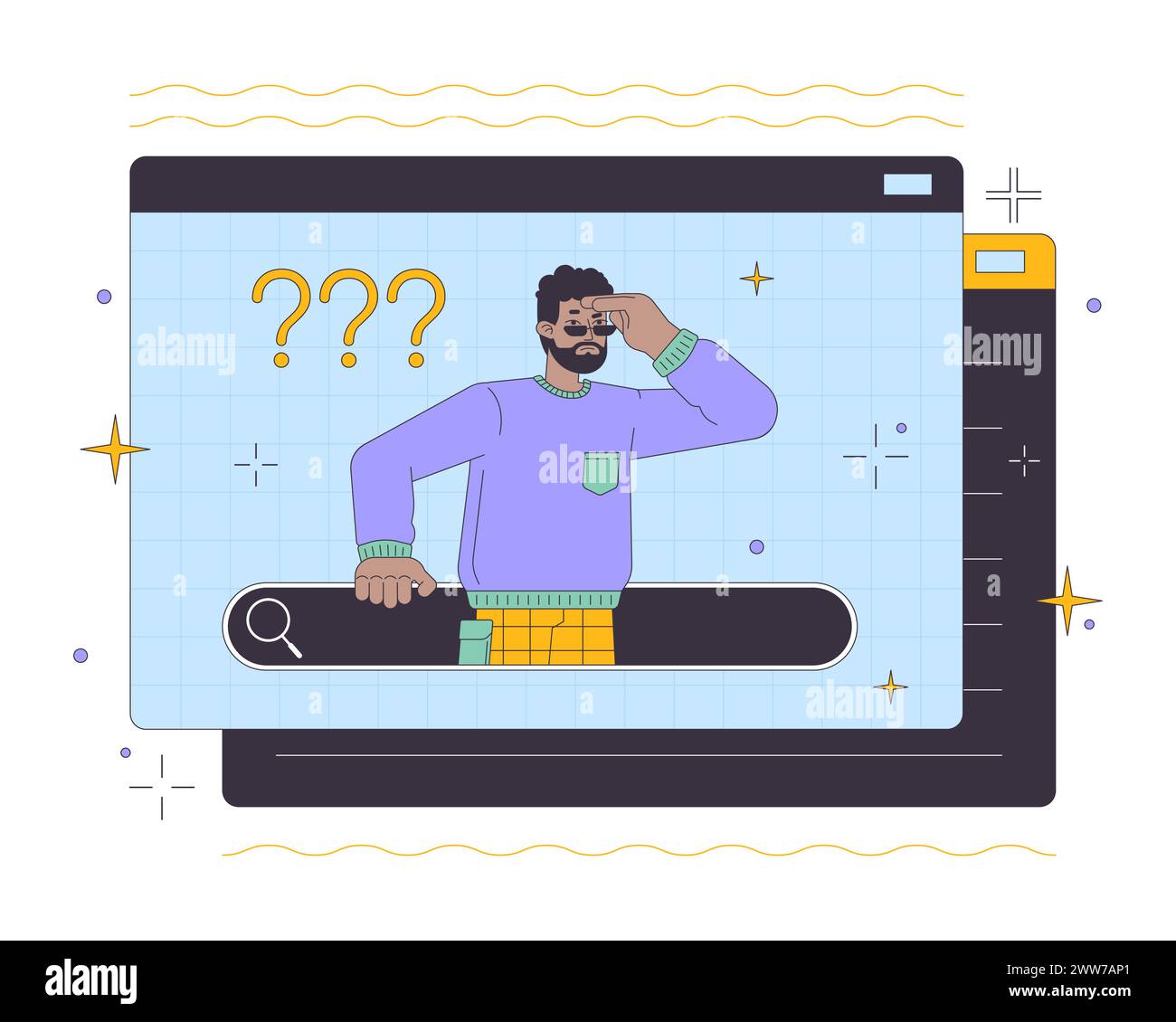 Web search issues 2D linear illustration concept Stock Vector Image ...