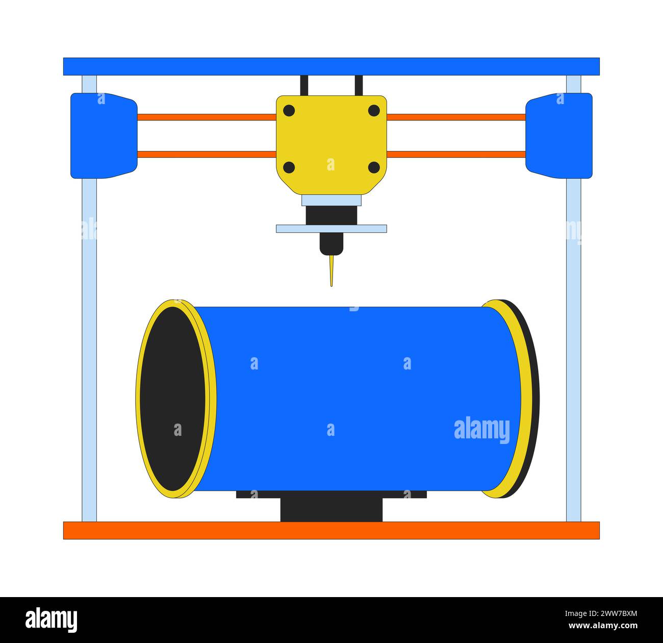 Pipeline part on 3d printer 2D linear cartoon object Stock Vector Image ...