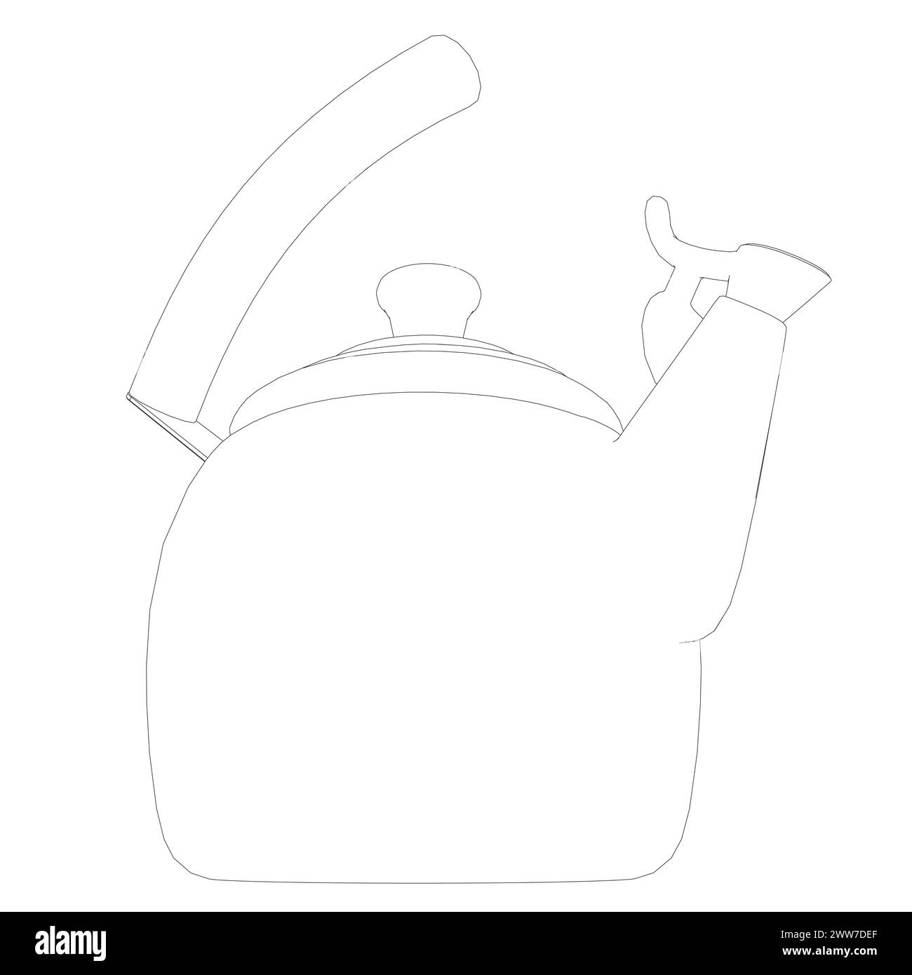 Kettle vector illustration isolated on white, domestic appliance line outline thin flat design sign. Stock Vector
