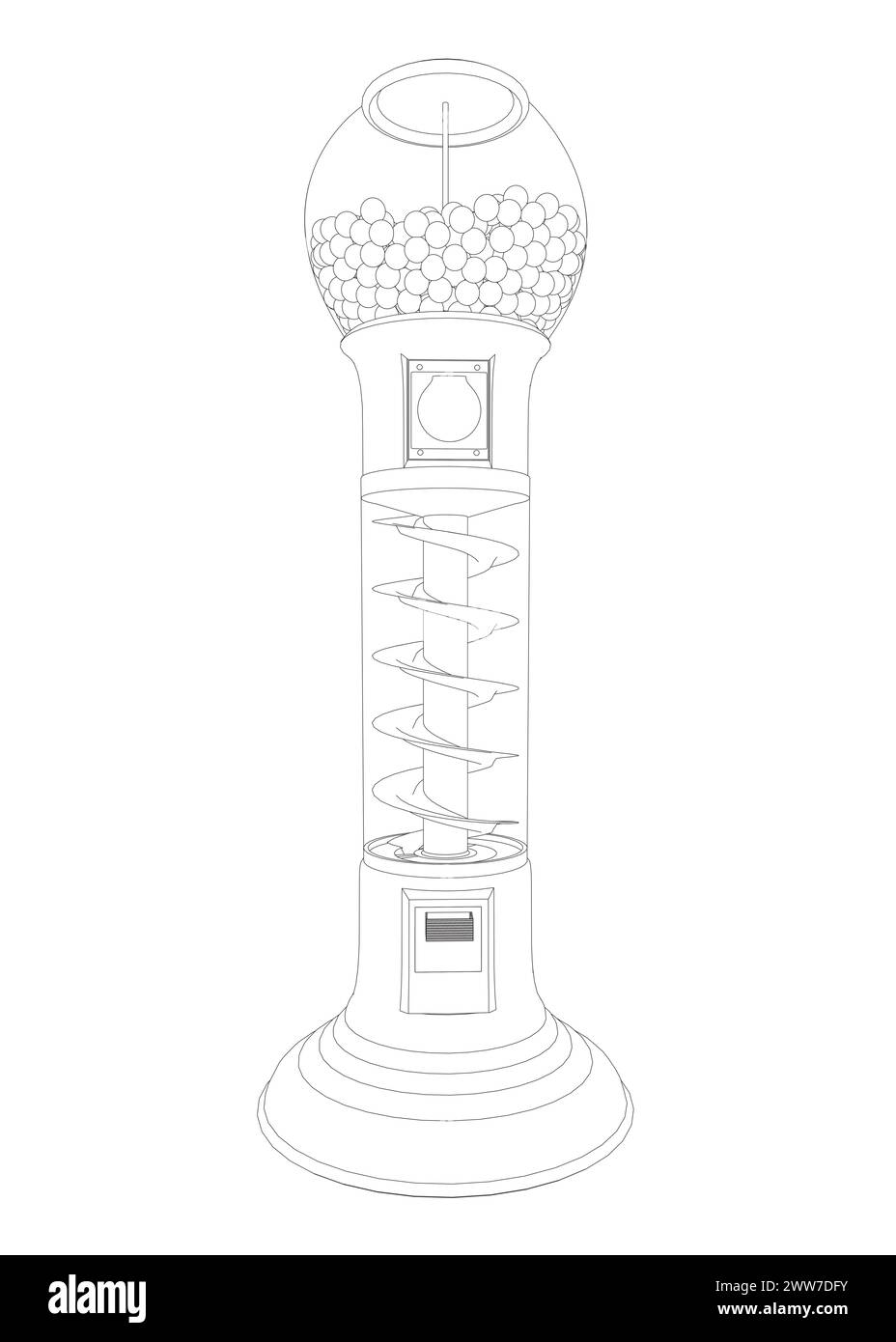 Outline chewing gum machine. Vending machine for selling bubblegum